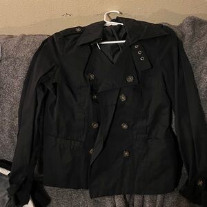 Merona Black Double-Breasted Trench Coat